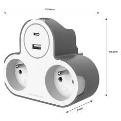 Adaptateur triplite + 2 USB blanche 16A^Jacobsen Discount