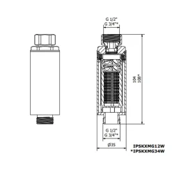 Adoucisseur d'eau Anticalcaire Antibacterien innovant IPS 100 Kalyxx MINI G 1/2" femelle (IPSKXMG12W)-Swiss Aqua Technologies Best