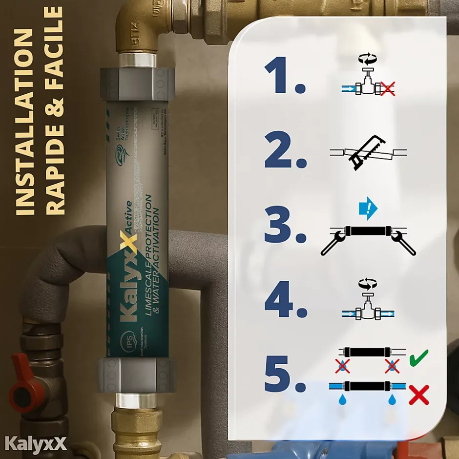 Adoucisseur d'eau Anticalcaire Antibacterien innovant IPS Kalyxx Active G3/4 " femelle (IPSKXAG34)-Swiss Aqua Technologies