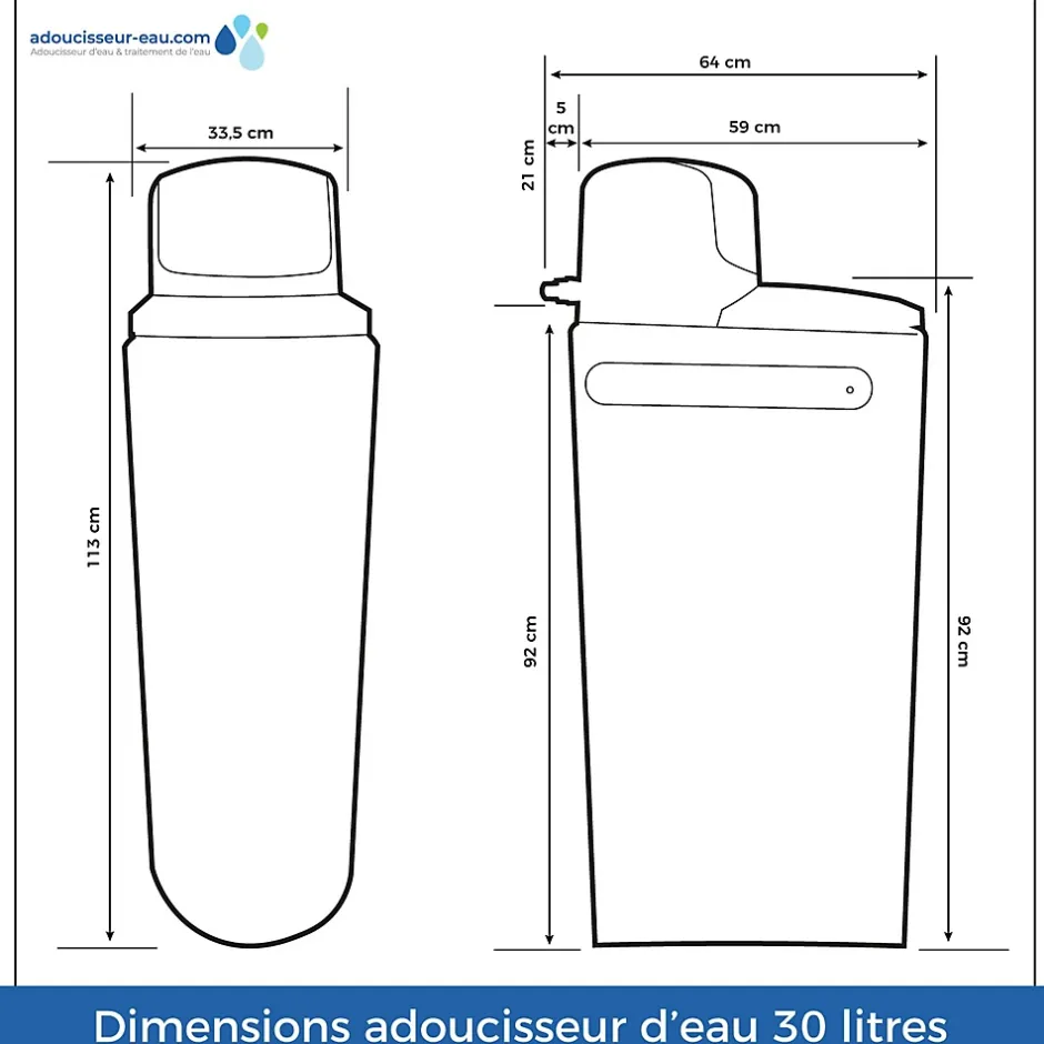 Adoucisseur D'eau 30L Fleck 5800 SXT Monobloc Volumétrique Electronique Anti Calcaire Fabriqué En France-Toodo New