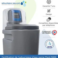 Adoucisseur D'eau 30L Fleck 5800 SXT Monobloc Volumétrique Electronique Anti Calcaire Fabriqué En France-Toodo New