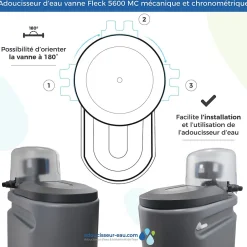 Adoucisseur Eau 25L Fleck 5600 MC Mécanique Chronométrique Complet Avec Accessoires Fabriqué En France-Toodo Discount