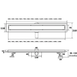 AICA caniveau de douche en acier inoxydable italien 2 en 1, réglable en hauteur et pivotante - 100 cm^AICA Sanitaire Best