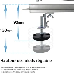 AICA caniveau de douche en acier inoxydable italien 2 en 1, réglable en hauteur avec désodorisant - 130 cm^AICA Sanitaire Sale