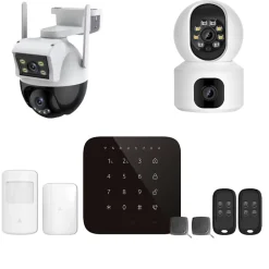 Alarme maison wifi et gsm 4G sans fil connectée Casa Noire avec 2 caméras double objectif - kit 1-Lifebox Best