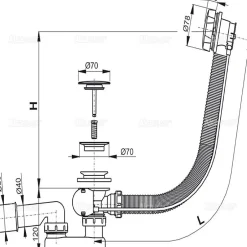 Alca Siphon pour baignoire en métal et plastique (A55KM)-Alcadrain New