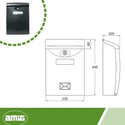 - Boîte aux lettres 7 - 345 x 240 x 105 mm - Plastique - Noir^Amig Outlet