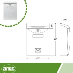 - Boîte aux lettres 7 - 345 x 240 x 105 mm - Plastique - Blanc-Amig Outlet