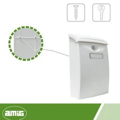 - Boîte aux lettres 7 - 345 x 240 x 105 mm - Plastique - Blanc-Amig Outlet