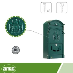 - Boîte aux lettres 4 - 400 x 240 x 80 mm - Aluminium - Vert-Amig Discount