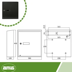 - Boîte aux lettres 6 - 400 x 360 x 100 mm - Acier - Noir^Amig Outlet