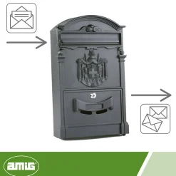 - Boîte aux lettres 4 - 400 x 240 x 80 mm - Aluminium - Noir^Amig Outlet