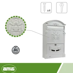 - Boîte aux lettres 4 - 400 x 240 x 80 mm - Aluminium - Blanc^Amig Outlet