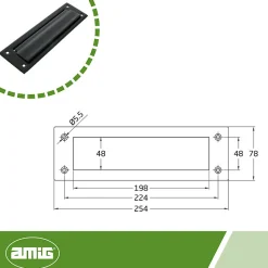 - Entrée de boîte aux lettres 1 - 254 x 78 mm - Acier - Noir^Amig Best