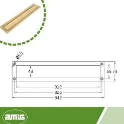 - Entrée de boîte aux lettres 2 - 342 x 73 mm - Laiton - Poli-Amig Outlet