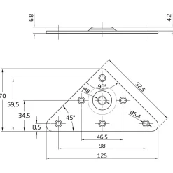 - Support pour pieds de table 181 - 125 mm - Acier - Nickelé^Amig