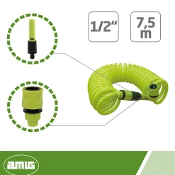 - Tuyau spirale R39 - 7,5 m - Caoutchouc EVA - Vert pistache-Amig Hot