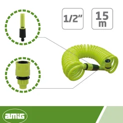 - Tuyau spirale R39 - 15 m - Caoutchouc EVA - Vert pistache^Amig