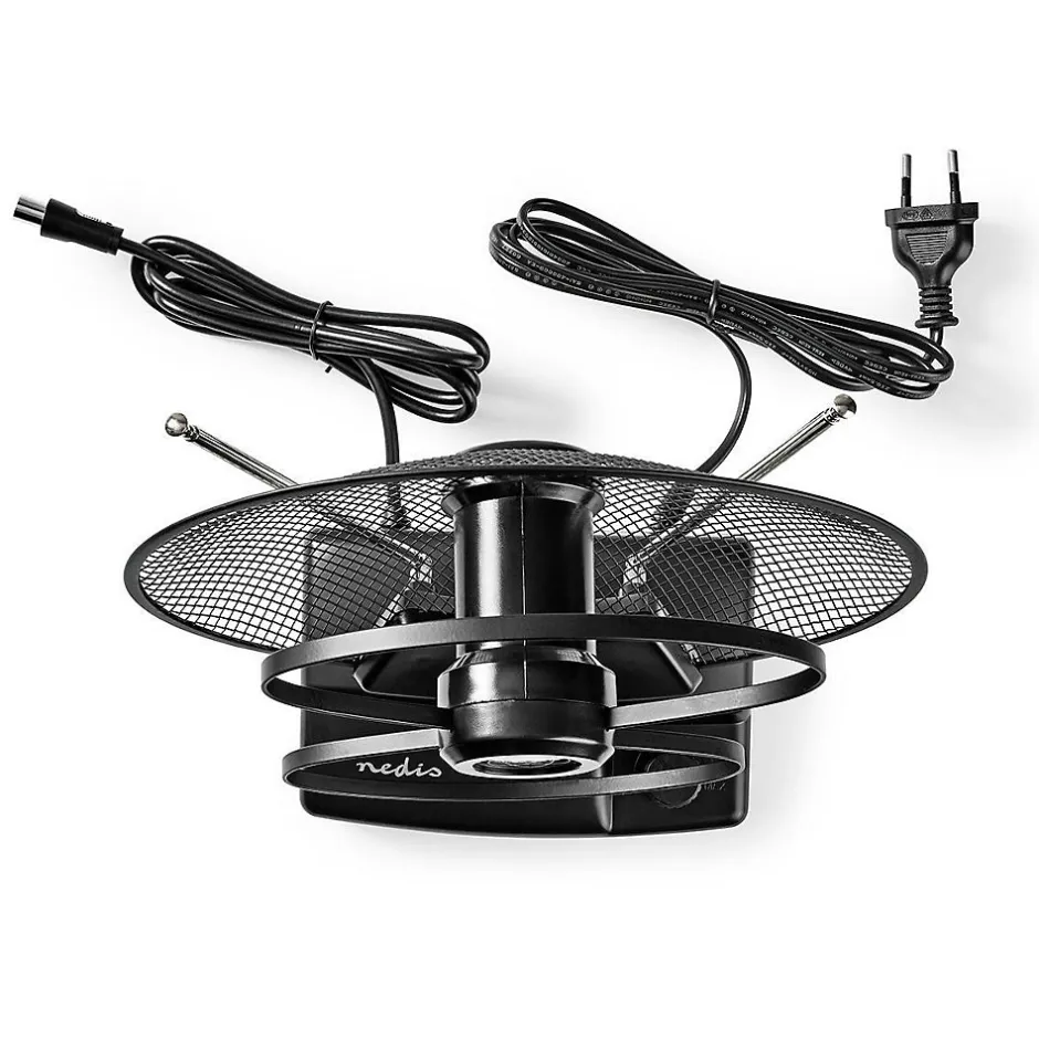Antenne HDTV d'Intérieur 0 - 25 km Gain de 30 - 36 dB FMVHFUHF Noire-Nedis Outlet