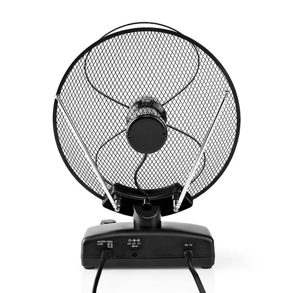 Antenne HDTV d'Intérieur 0 - 25 km Gain de 30 - 36 dB FMVHFUHF Noire-Nedis Outlet