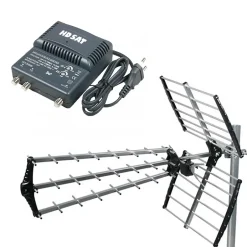 Antenne TNT Trinappe Gain 18dB + Amplificateur tnt 2 Sorties-Hdsat New