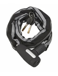 Antivol à clé Biker, chaîne acier, moto, 0.9m, 2 clés, noir --Thirard