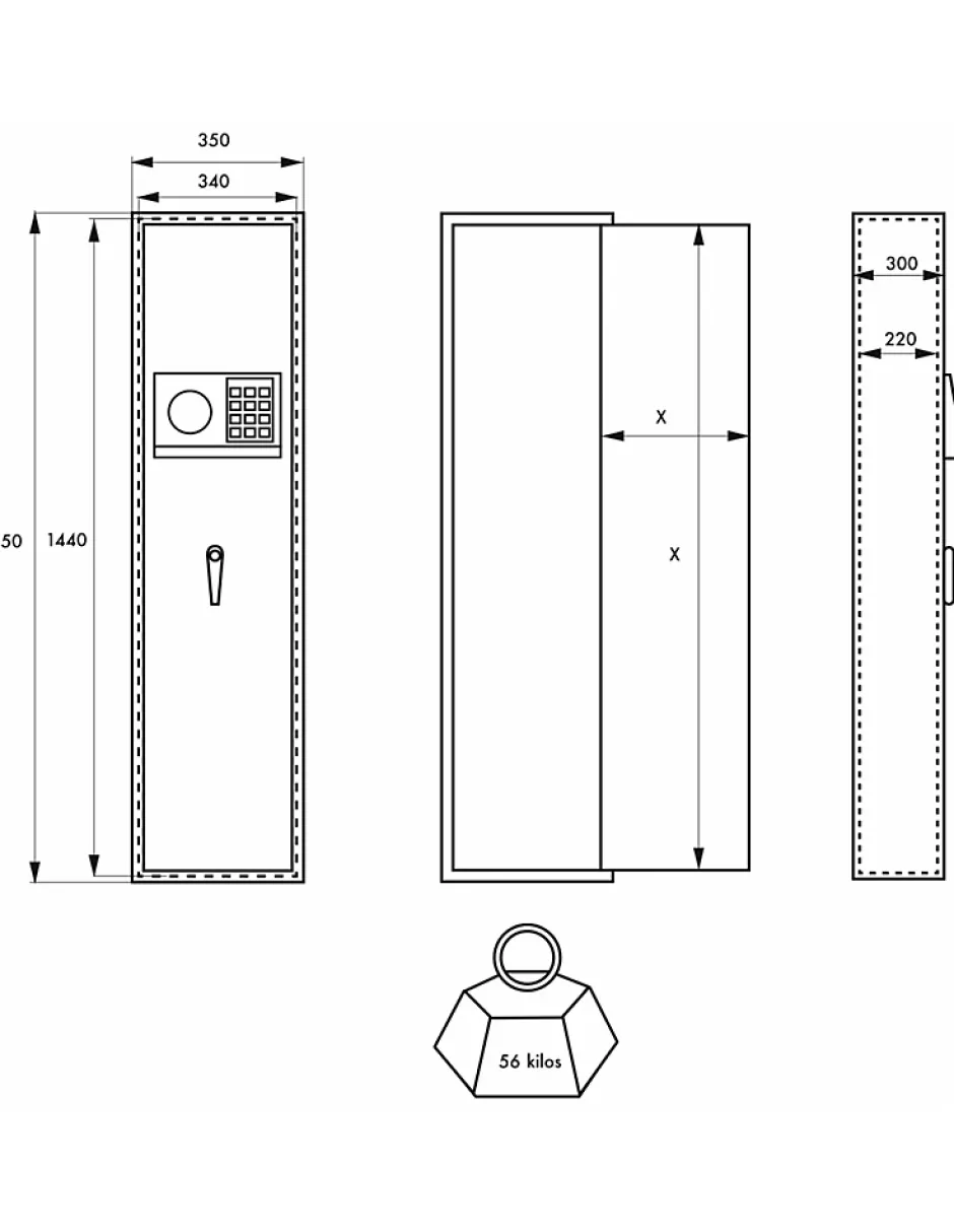 Armoire à fusils Cardiff, fermeture électronique à code, 2 pênes, capacité de 5 fusils -^Thirard Sale