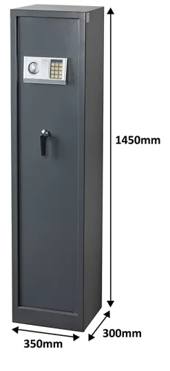 Armoire à fusils serrure électronique – 5 armes avec coffre intérieur, acier gris – 120 L – l.35 x H.145 x P.30 cm-Smith & Locke Sale