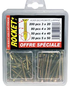 Assortiment de 360 vis acier bichromaté lubrifié^ROCKET Outlet
