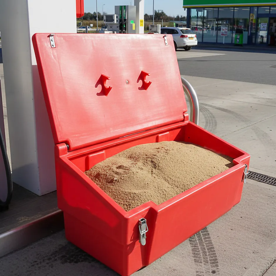 Bac à sable incendie/ à sel de déneigement 100l+ grenouillères^Plast'Up Rotomoulage Clearance