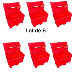 Bac à sable incendie/ à sel de déneigement 200l + pelle- lot de 6-Plast'Up Rotomoulage New