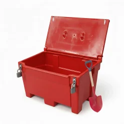 Bac à sable incendie/ à sel de déneigement 300l + grenouillères + cadenas + pelle^Plast'Up Rotomoulage Outlet