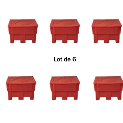 Bac à sable incendie/ à sel de déneigement 300l- lot de 6-Plast'Up Rotomoulage Clearance