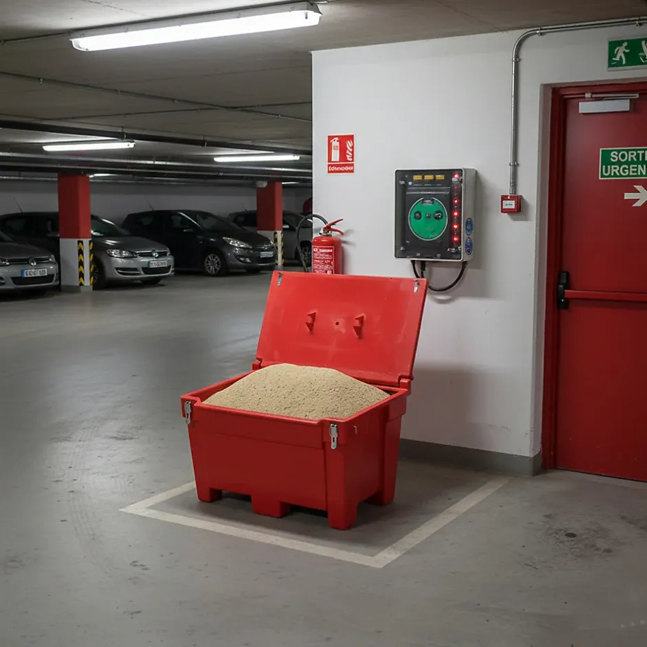 Bac à sable incendie/ à sel de déneigement 300l + grenouillères-Plast'Up Rotomoulage Best