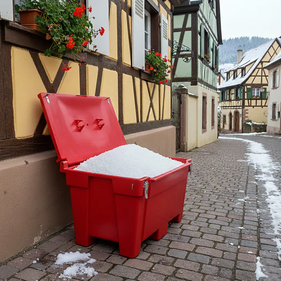 Bac à sable incendie/ à sel de déneigement 300l + grenouillères-Plast'Up Rotomoulage Best