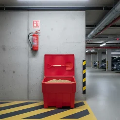 Bac à sable incendie/ à sel de déneigement 300l + pelle^Plast'Up Rotomoulage New