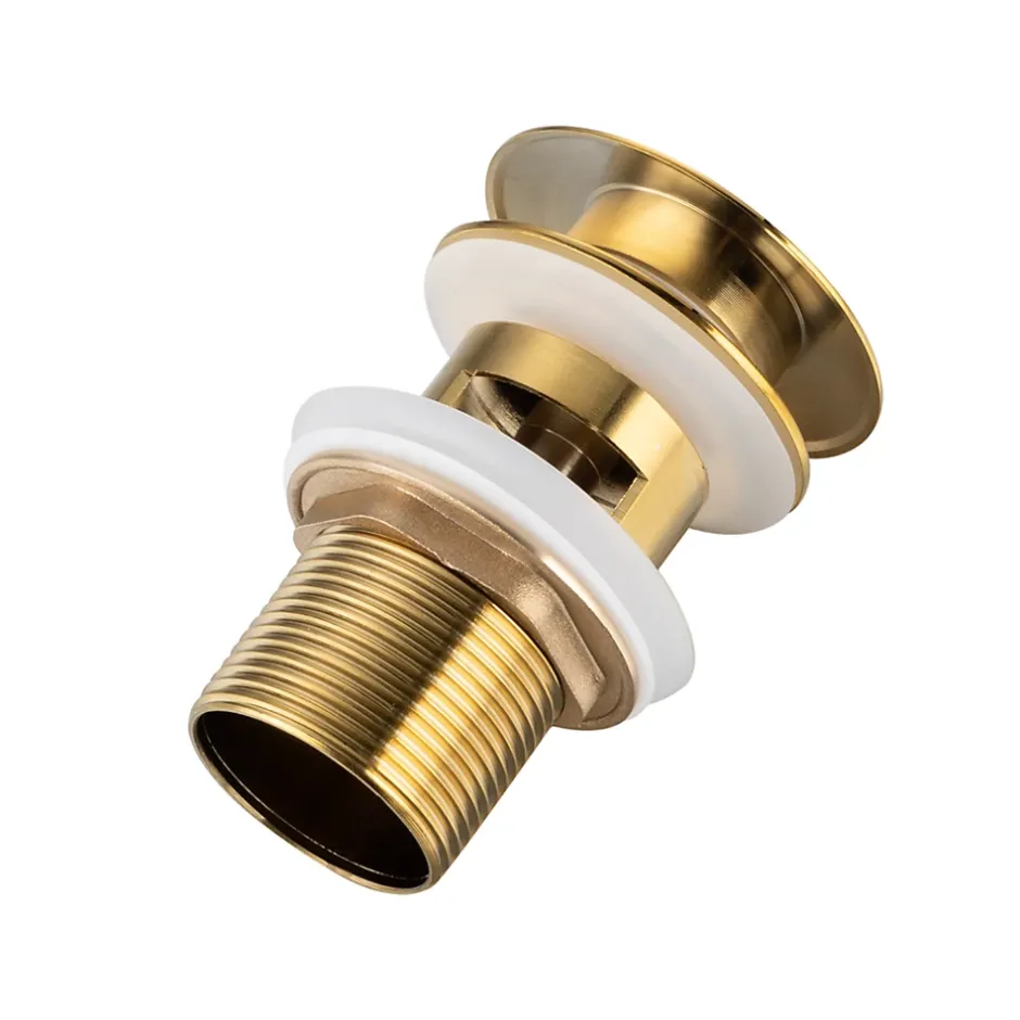 Bonde clic-clac avec trop-plein, pour lavabo, finition gold, laiton-Balneo Online