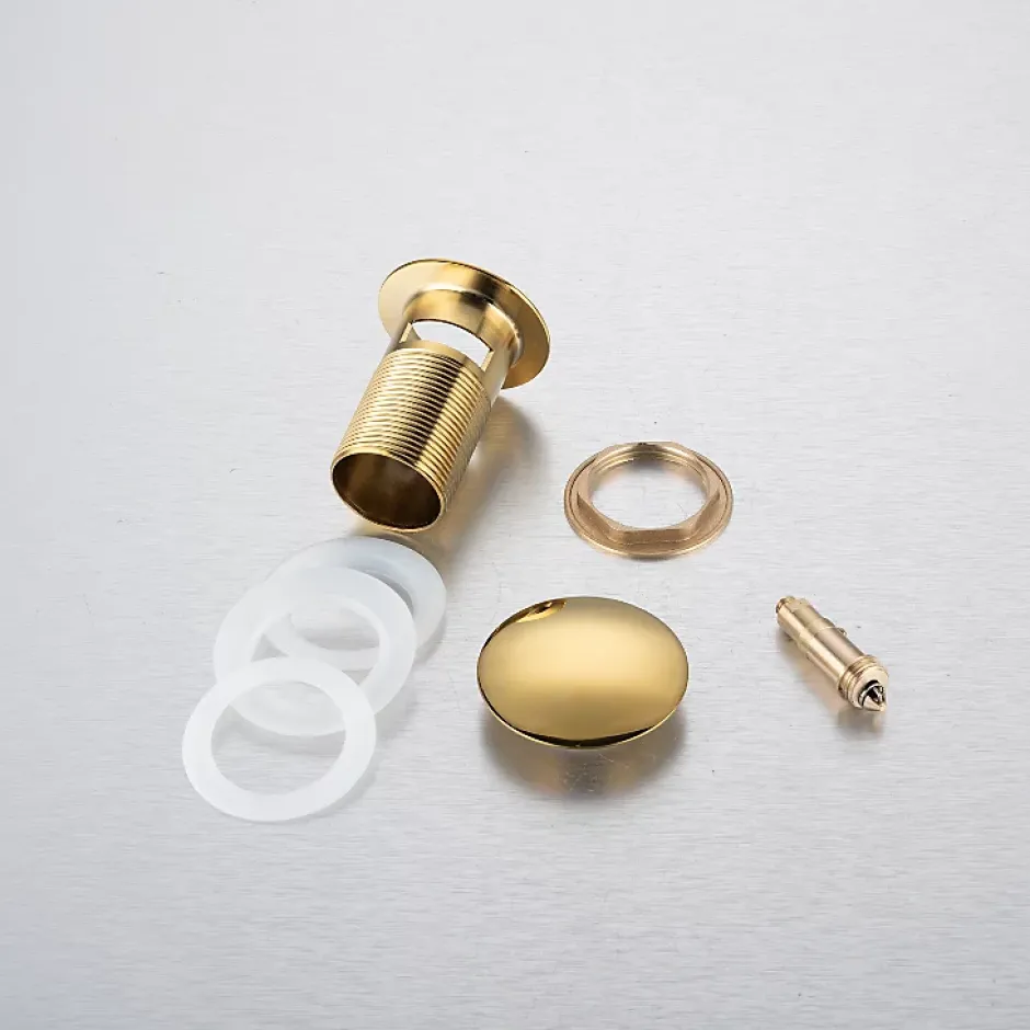 Bonde clic-clac avec trop-plein, pour lavabo, finition gold, laiton-Balneo Online