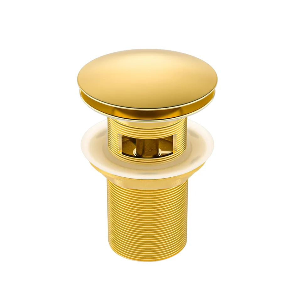 Bonde clic-clac avec trop-plein, pour lavabo, finition gold, laiton-Balneo Online