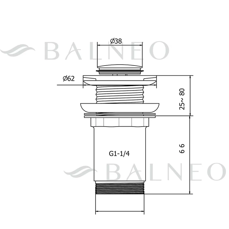 Bonde clic-clac sans trop-plein, pour lavabo, finition chrome, laiton^Balneo Clearance