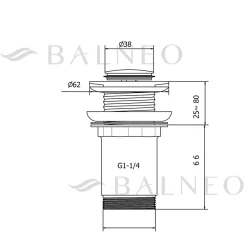 Bonde clic-clac sans trop-plein, pour lavabo, finition gold, laiton-Balneo