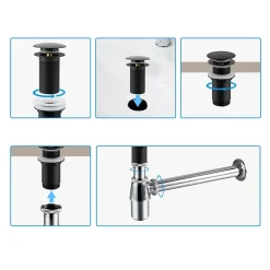 Bonde clic-clac sans trop-plein, pour lavabo, finition gold, laiton-Balneo New