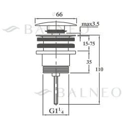 Bonde clic-clac universelle, pour lavabo, finition chrome, laiton-Balneo Online