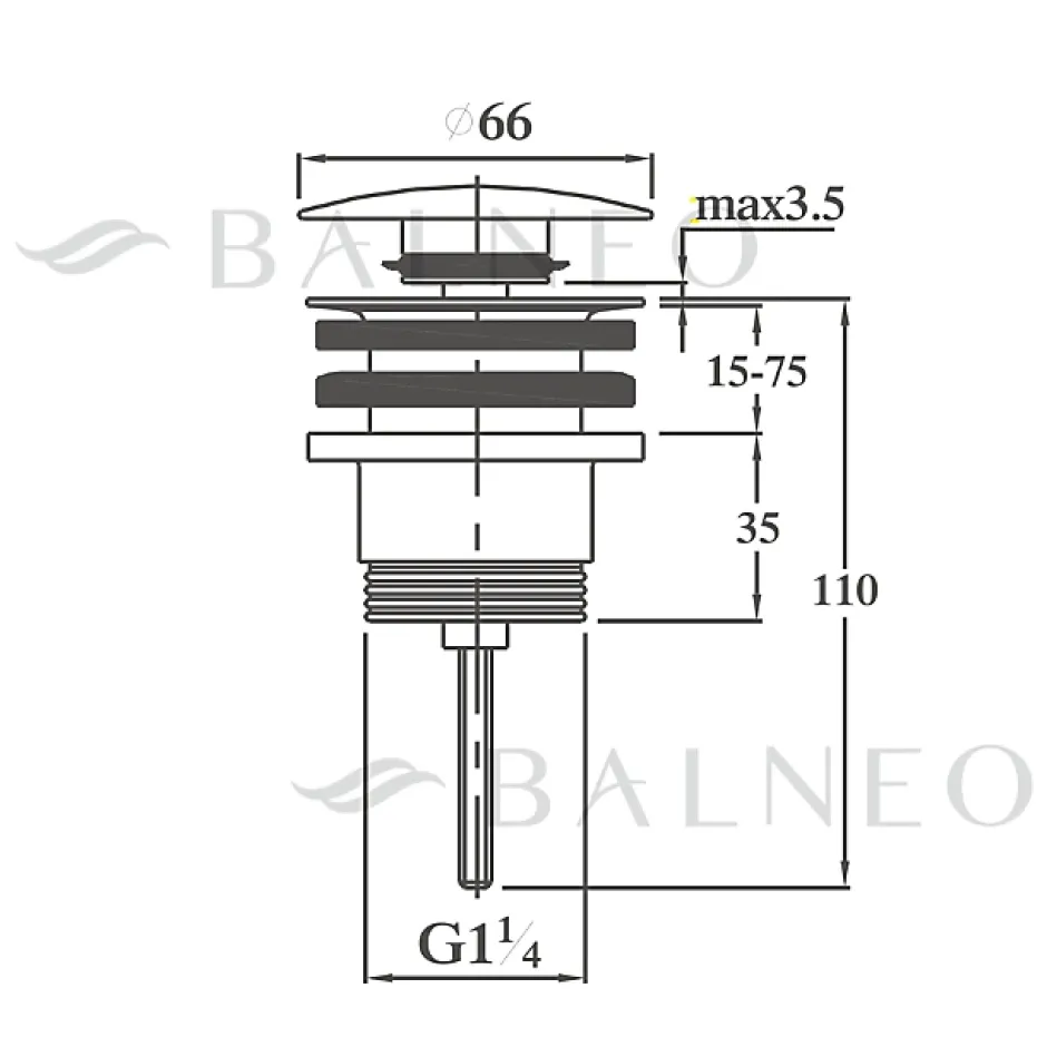 Bonde clic-clac universelle, pour lavabo, finition gold, laiton-Balneo Sale