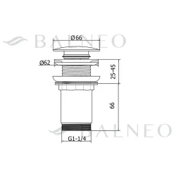 Bonde de lavabo en laiton Click-Clack modèle E sans trop-plein doré^Balneo Online