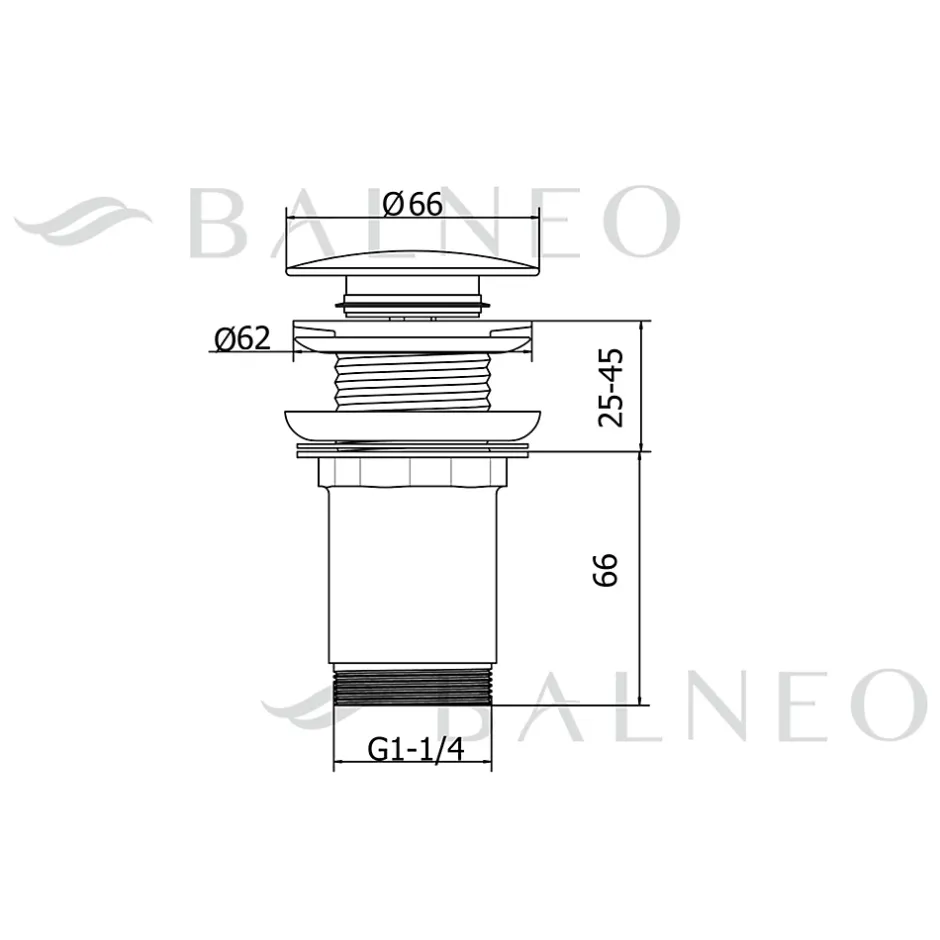 Bonde de lavabo en laiton Click-Clack modèle E sans trop-plein doré^Balneo Online