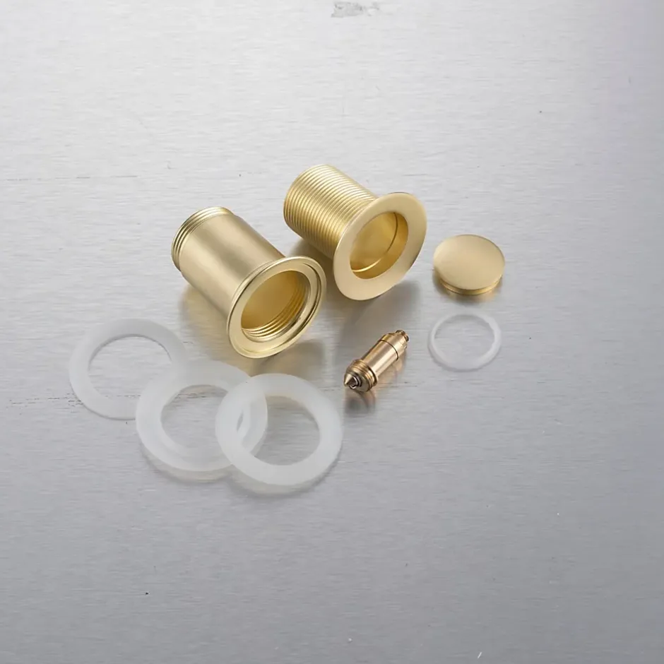 Bonde de lavabo en laiton Click-Clack modèle E sans trop-plein doré^Balneo Online