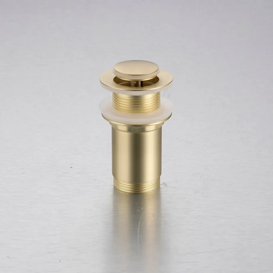 Bonde de lavabo en laiton Click-Clack modèle E sans trop-plein doré^Balneo Online