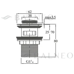 Bonde de lavabo en laiton Click-Clack modèle B avec trop-plein doré-Balneo Online