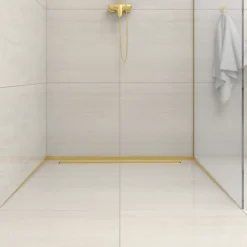 Profilé de douche frontale, au sol 130 cm, acier inoxydable, finition gold, Pente de 1,5%-Balneo Discount